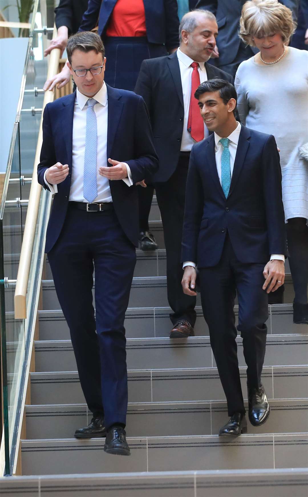 Chancellor Rishi Sunak with Simon Clarke MP (left) during a visit to the Nexus Building at the University of Leeds (Danny Lawson/PA)