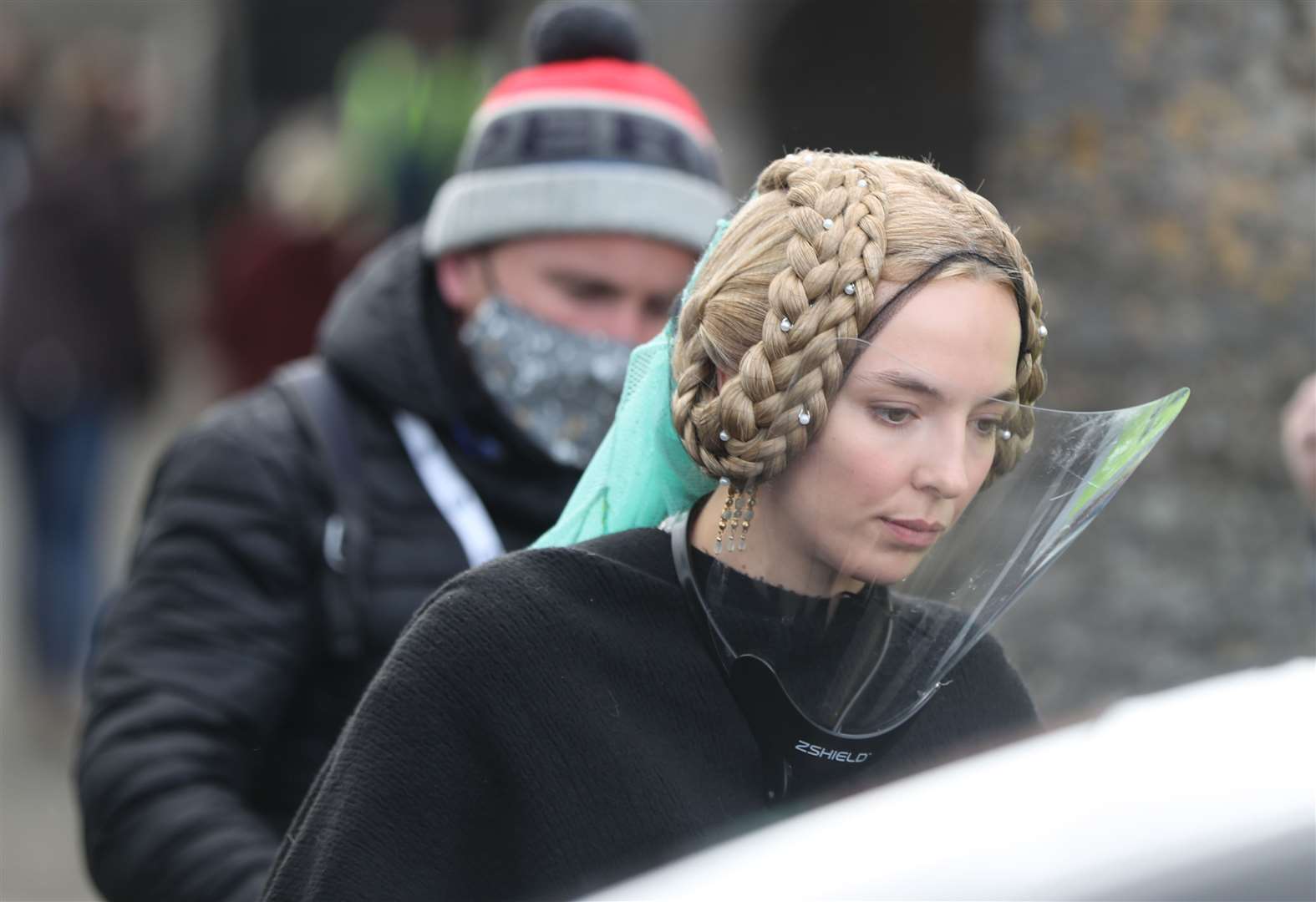 TV and film stars got back to work, with Jodie Comer spotted at Cahir Castle in Co Tipperary on the set of the Last Duel, a historical drama-thriller directed by Ridley Scott (Niall Carson/PA)