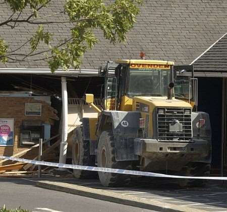 The digger left behind at the scene. Picture: Barry Crayford