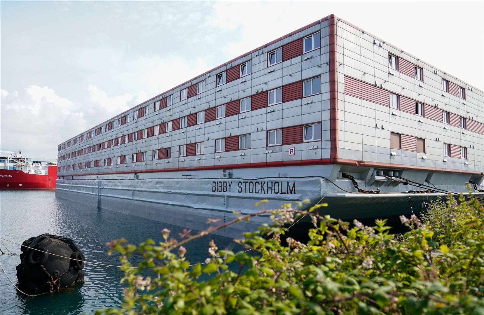 The Bibby Stockholm barge in Portland, Dorset, will house up to 500 men (Andrew Matthews/PA)