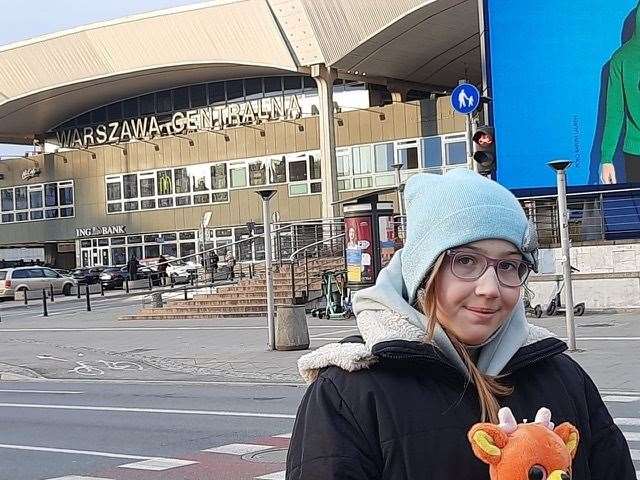 Nastya at Warsaw Central station