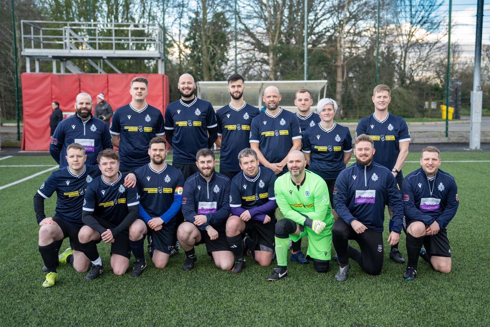 Dave Smith, third from the left on the back row, said the support from Michael Sheen will make a ‘real difference’ for the family (Wrexham Police FC/PA)