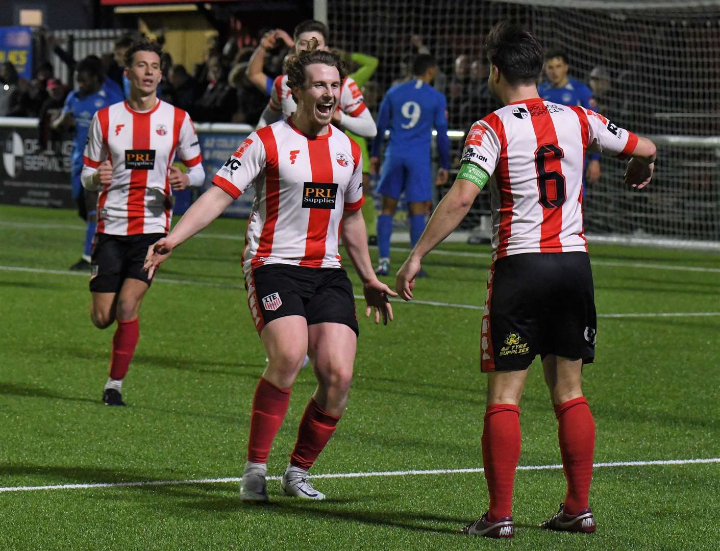 Sheppey celebrate scoring against Hythe on Saturday. Picture: Marc Richards (61850089)