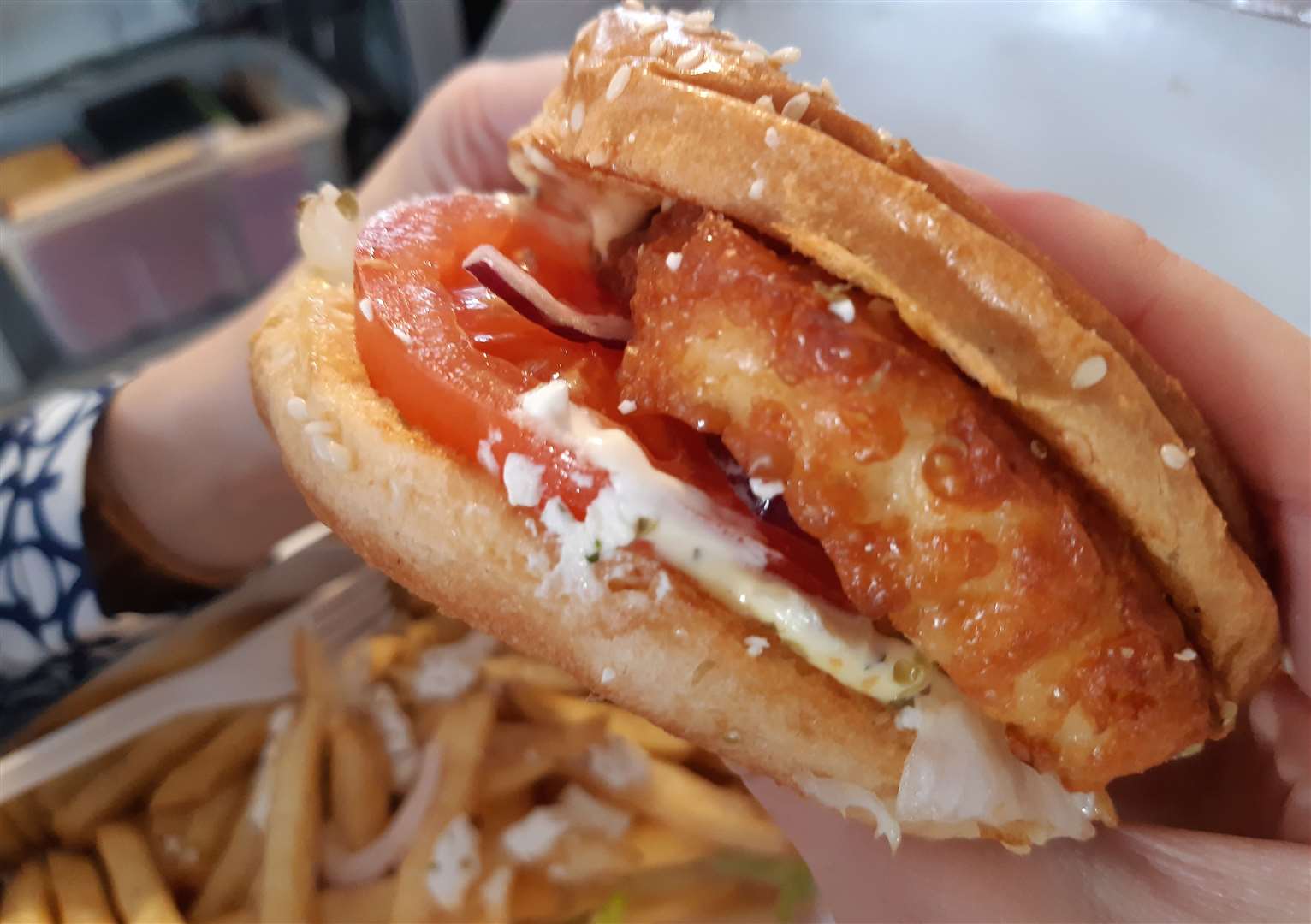 The halloumi burger with a side of feta fries