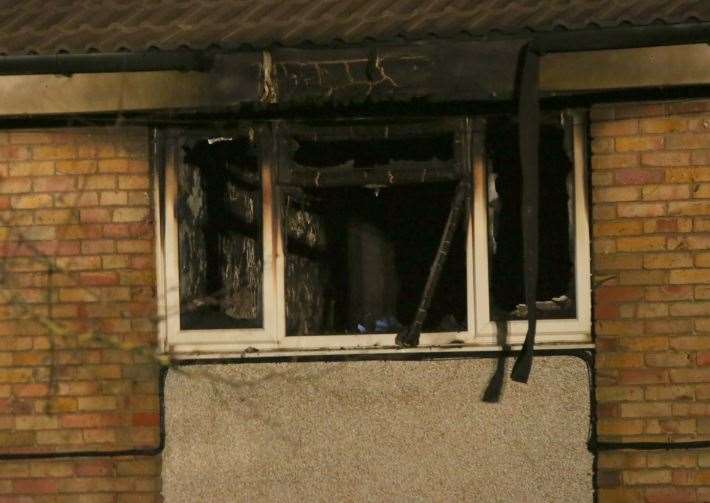 Close-up of the damage to the flat. Picture: UKNip (30014876)