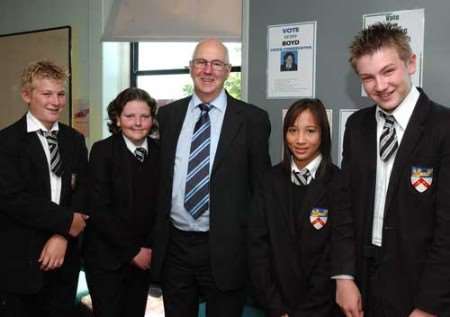 Cllr Mick Tomlinson with the election candidates. Picture: TERRY SCOTT