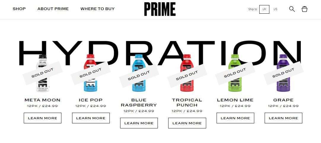 The Prime website. Screenshot
