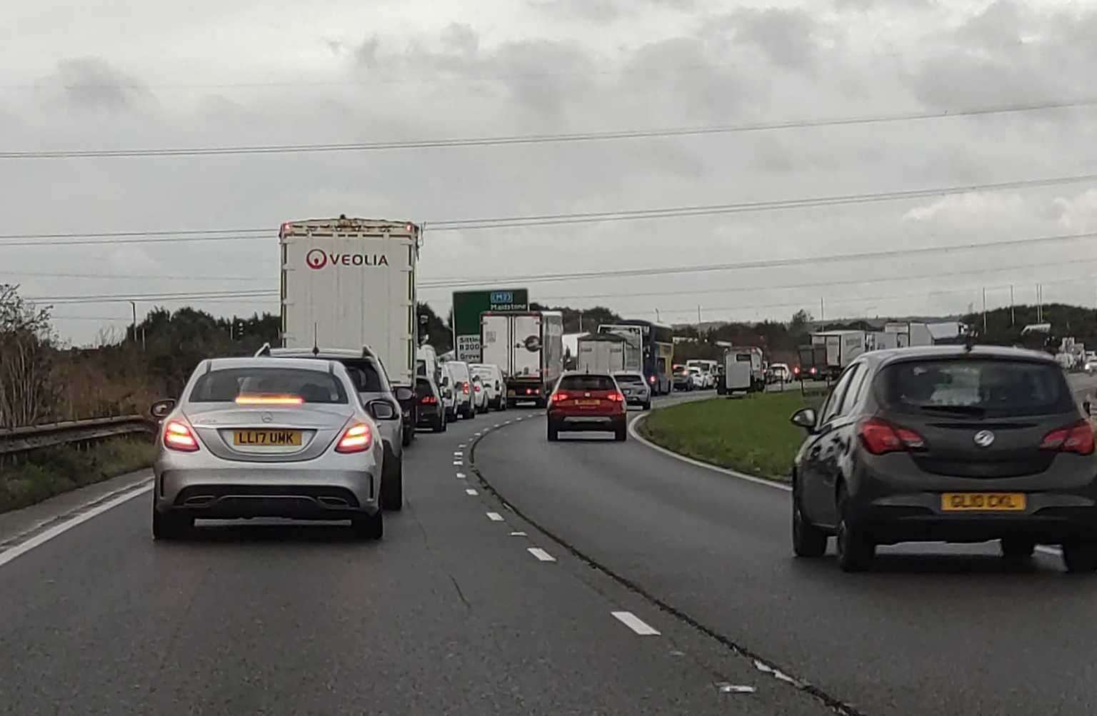 Traffic from the Island towards the Grovehurst junction along the A249 Maidstone-bound. Picture: Clive Hancock