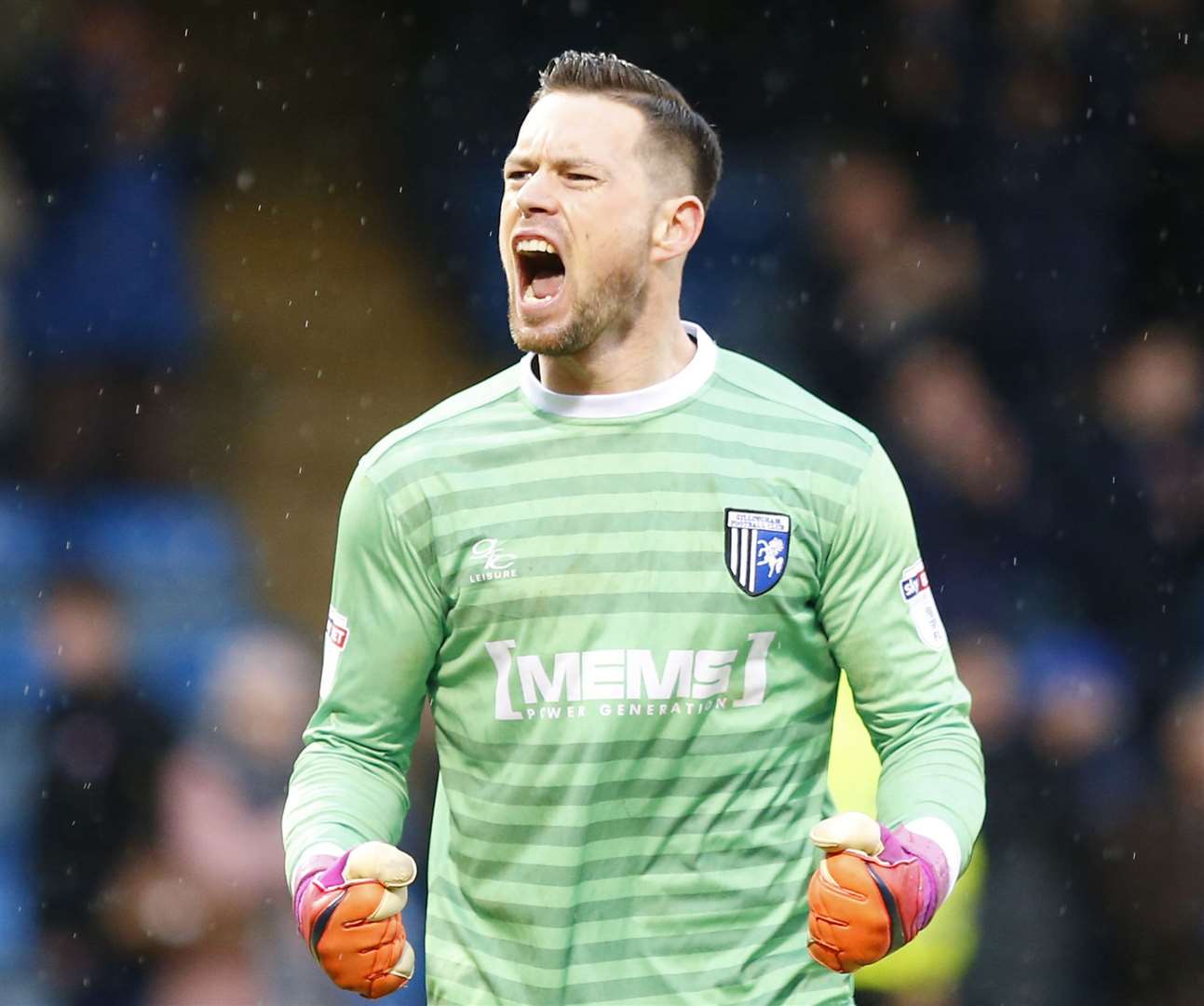 Goalkeeper Stuart Nelson celebrating during his Gillingham days. Picture: Andy Jones