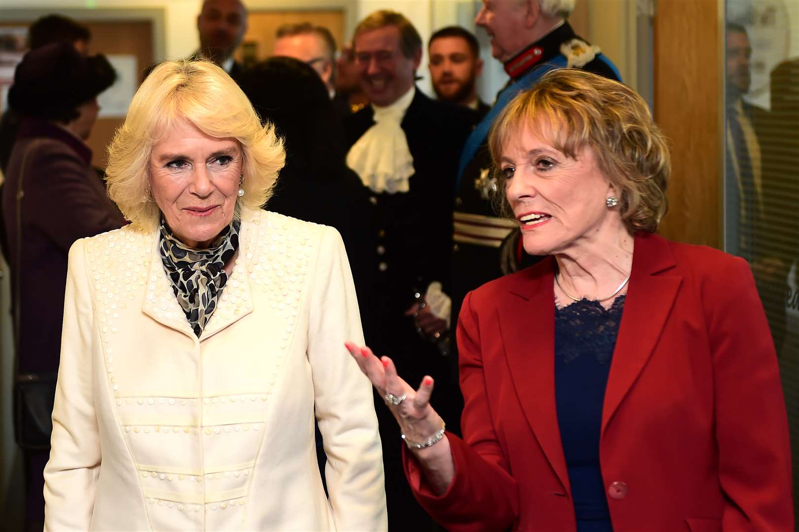 The Duchess of Cornwall with Dame Esther Rantzen (Richard Martin-Roberts/PA)