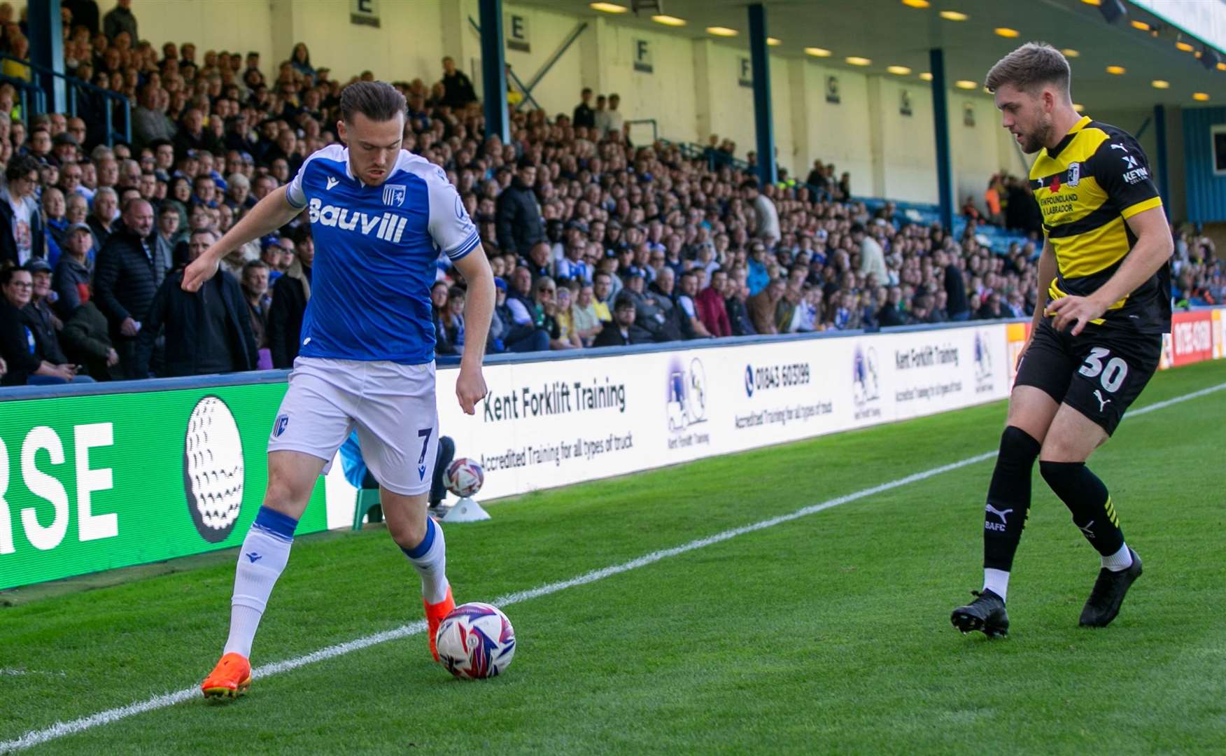 Jack Nolan in action for Gillingham against Barrow at Priestfield Picture: @Julian_KPI