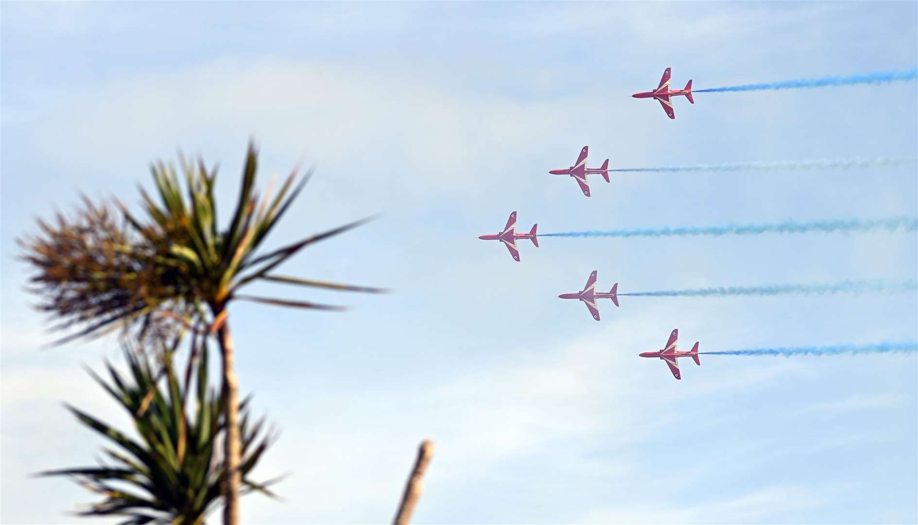 Red Arrows display team in action over Folkestone. Picture: Barry Goodwin