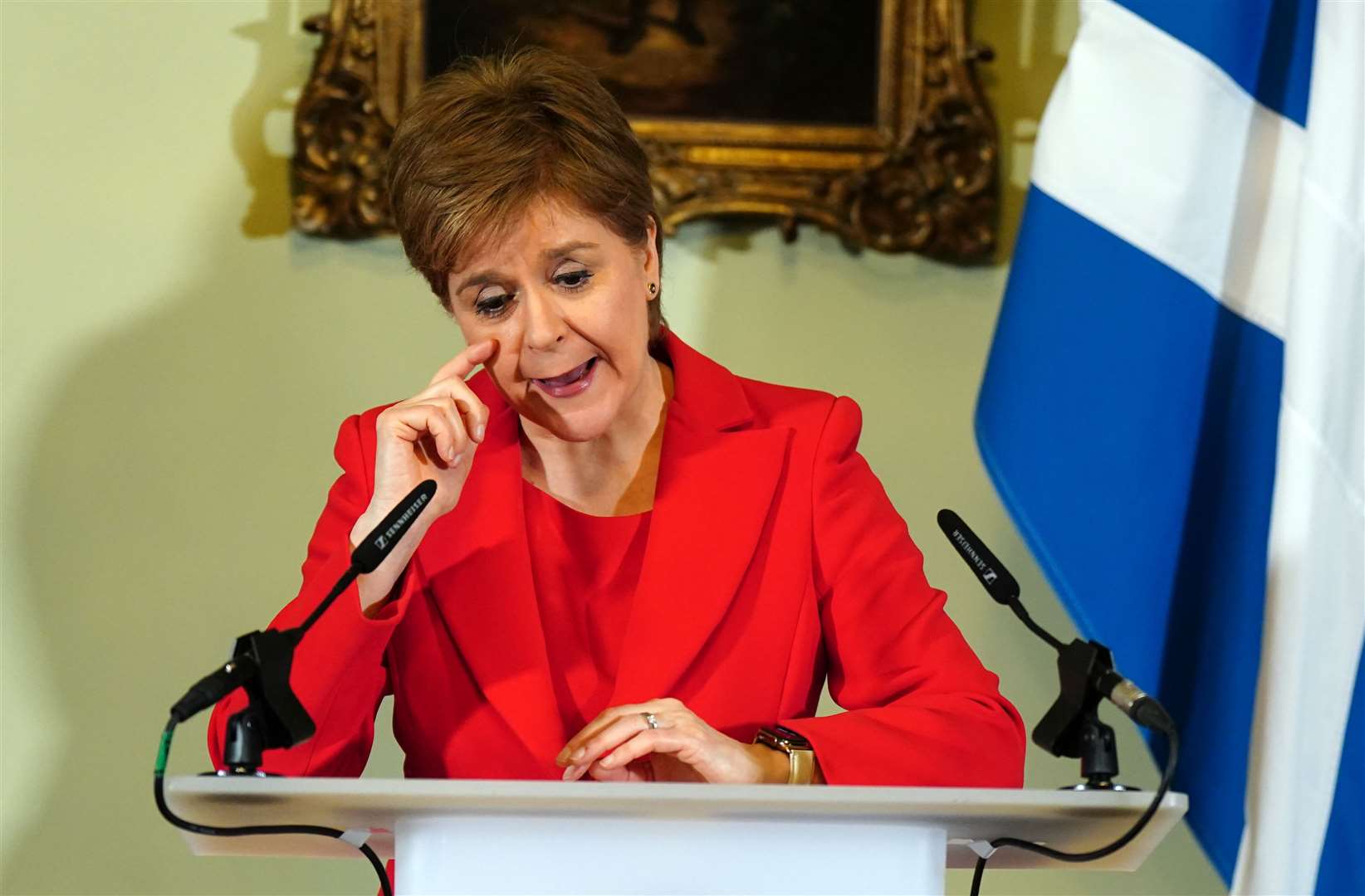 Nicola Sturgeon speaking during a press conference at Bute House in Edinburgh where she announced she will stand down as First Minister of Scotland. Picture date: Wednesday February 15, 2023.