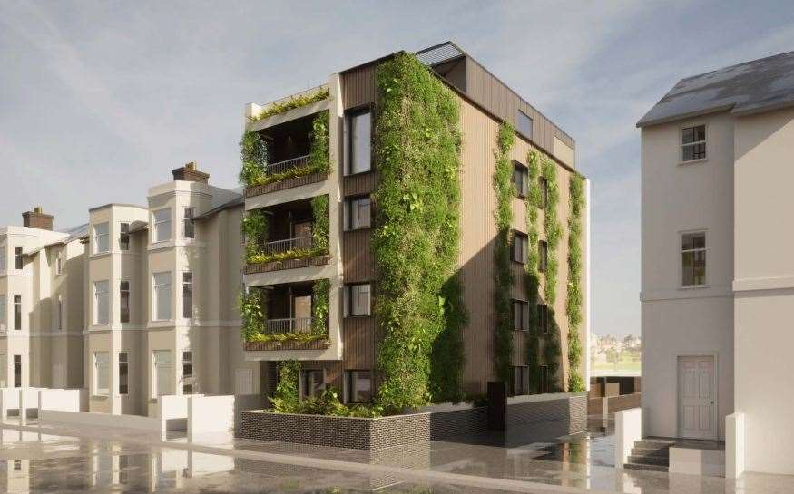 The new flats in West Cliff Gardens, Folkestone, would have featured vertical planting, also known as ‘living walls’