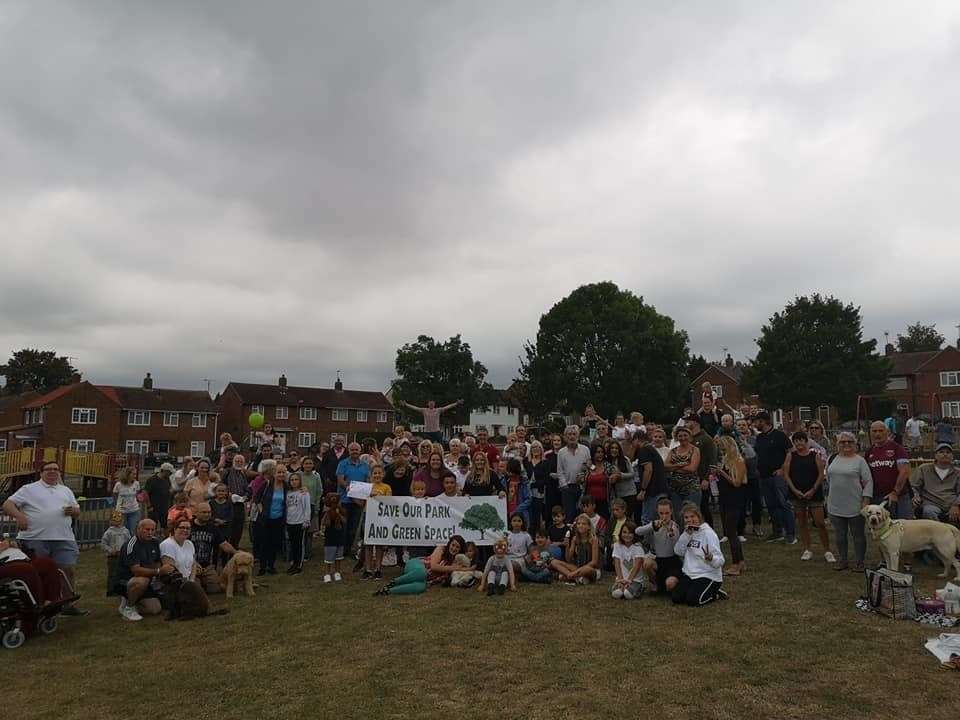 More than 200 people joined a peaceful protest against a housing development to be built in Sturry Park in Sturry Way Twydall. (17446585)
