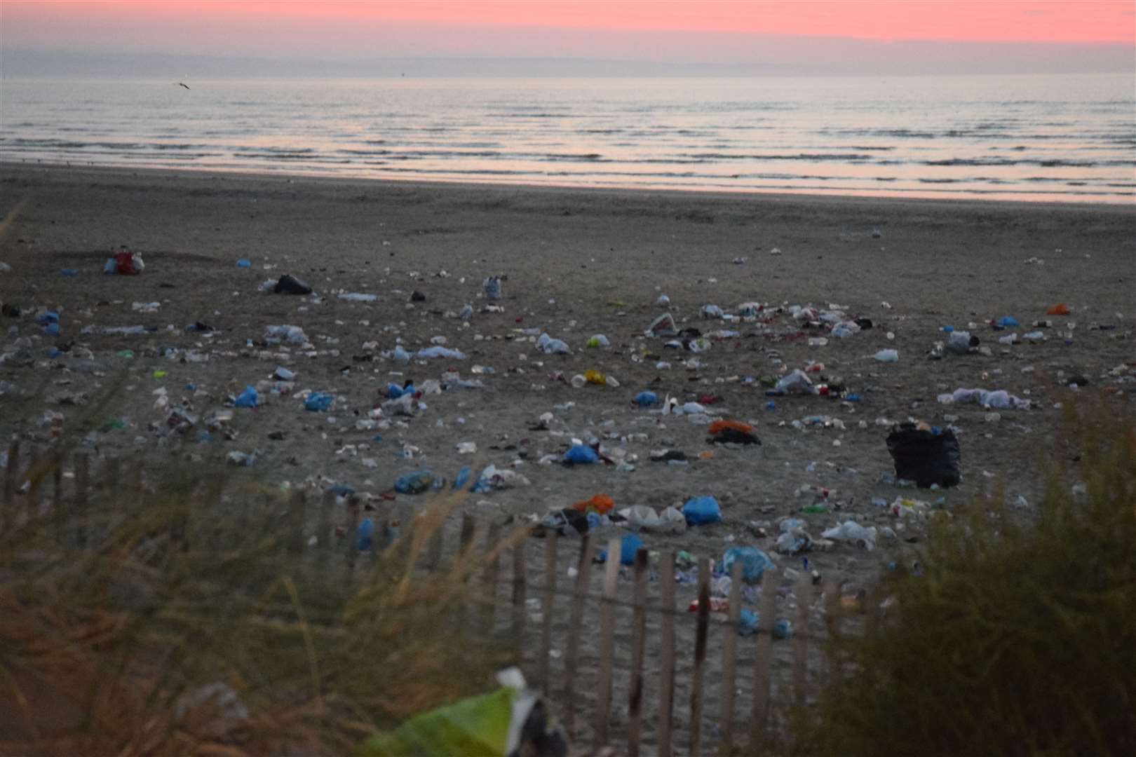 Rubbish left on Greatstone beach after a party. Picture: Pd Photography