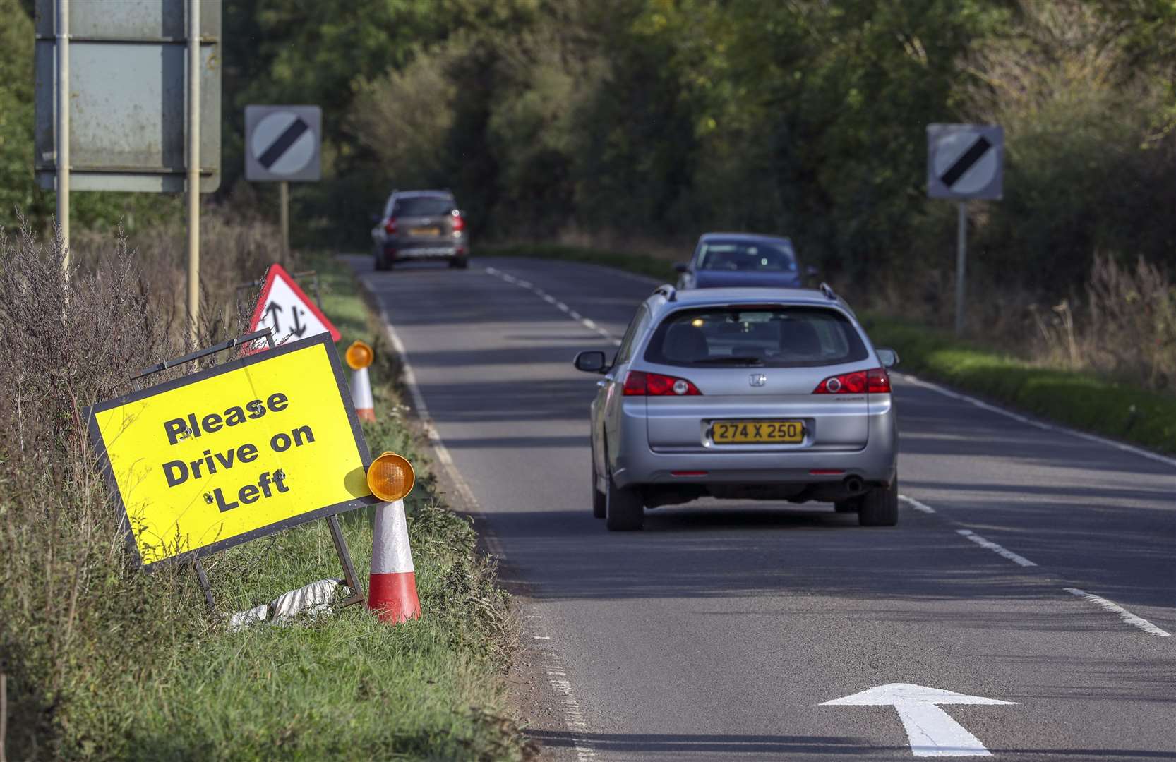 Signs have since been placed outside the base reminding motorists to drive on the left (Steve Parsons/PA)