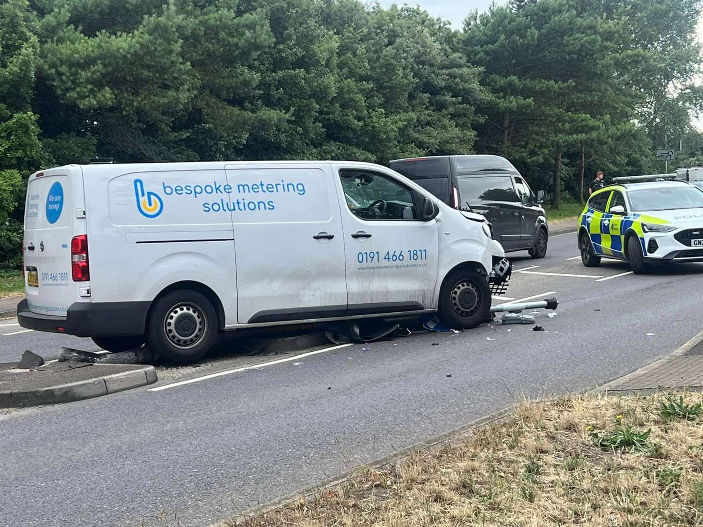 A van has hit a central reservation in Canterbury Road East, Ramsgate. Picture: Mick Cairns