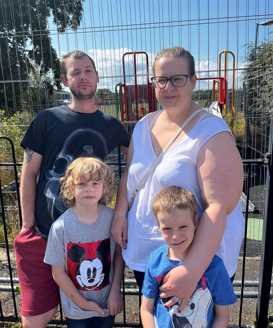 Kimberlery and Jamie Williams with children Lawrence and Oliver at Baker Crescent park