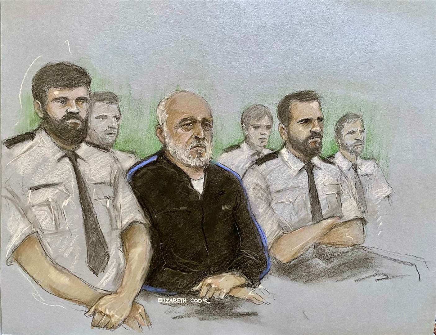 Sketch of Piran Ditta Khan appearing at Leeds Crown Court (Elizabeth Cook/PA)