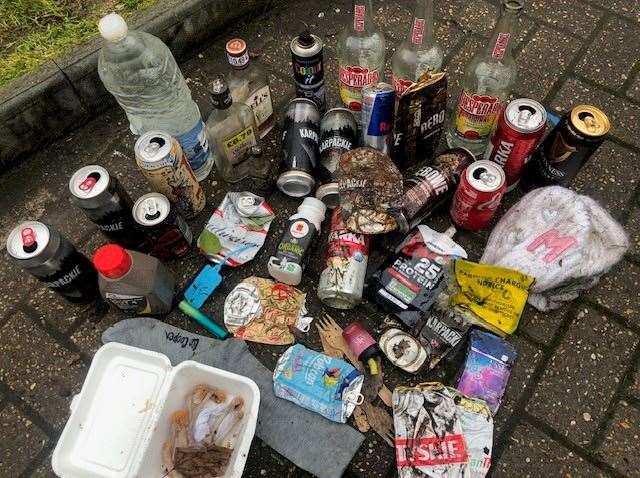 Some of the finds during a recent clear-up outside a Maidstone block of flats