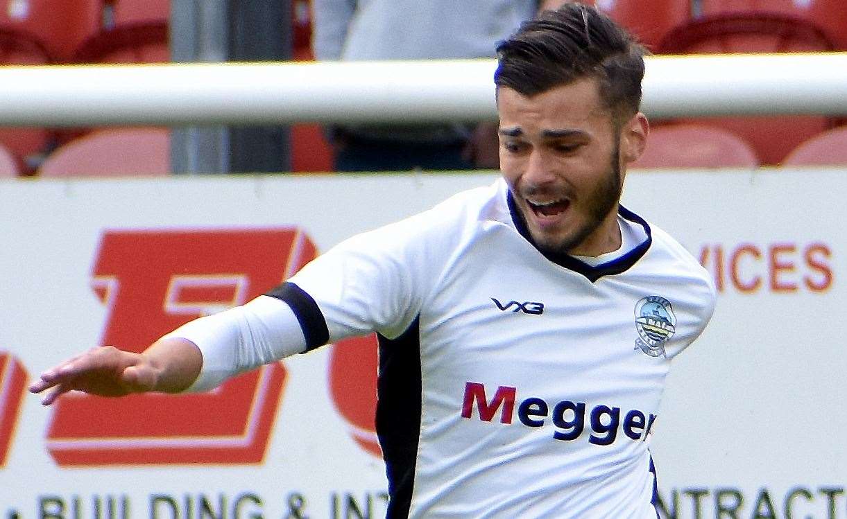 Dover's George Nikaj - continued his goalscoring run with two against Chichester and one against Horsham on Bank Holiday Monday in successive wins. Picture: Randolph File