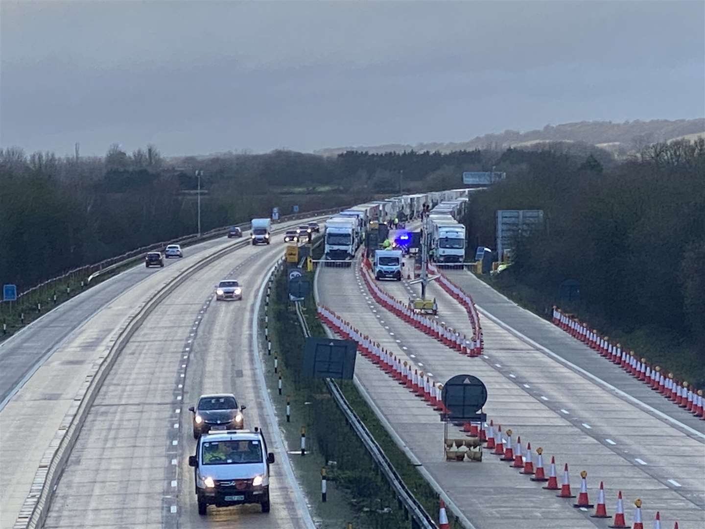 The stretch between Junctions 8 and 9 pictured this afternoon. Picture: Steve Salter