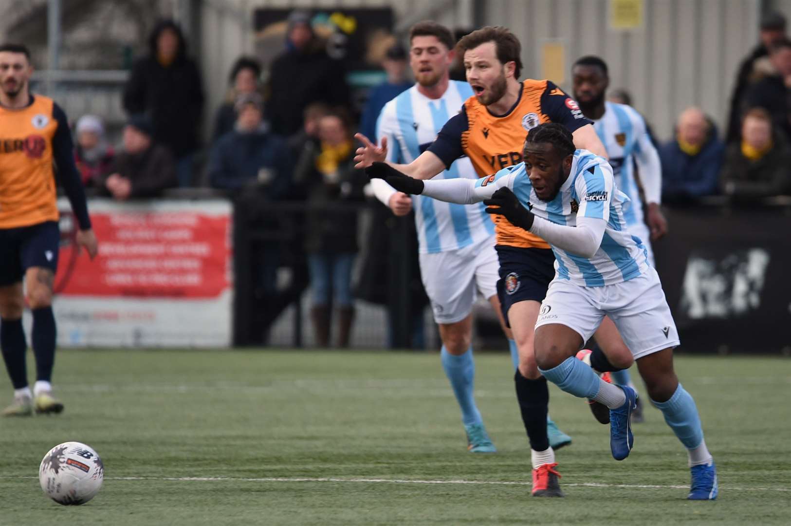 Leyton Orient loanee Jephte Tanga takes the game to Slough. Picture: Steve Terrell