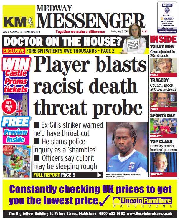 The front page of this week's Medaway Messenger