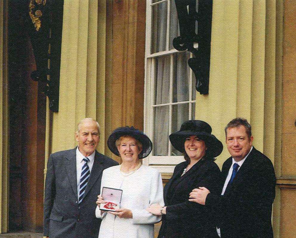 A proud family: Christine Eyden with husband Alan, daughter Alison and son Philip