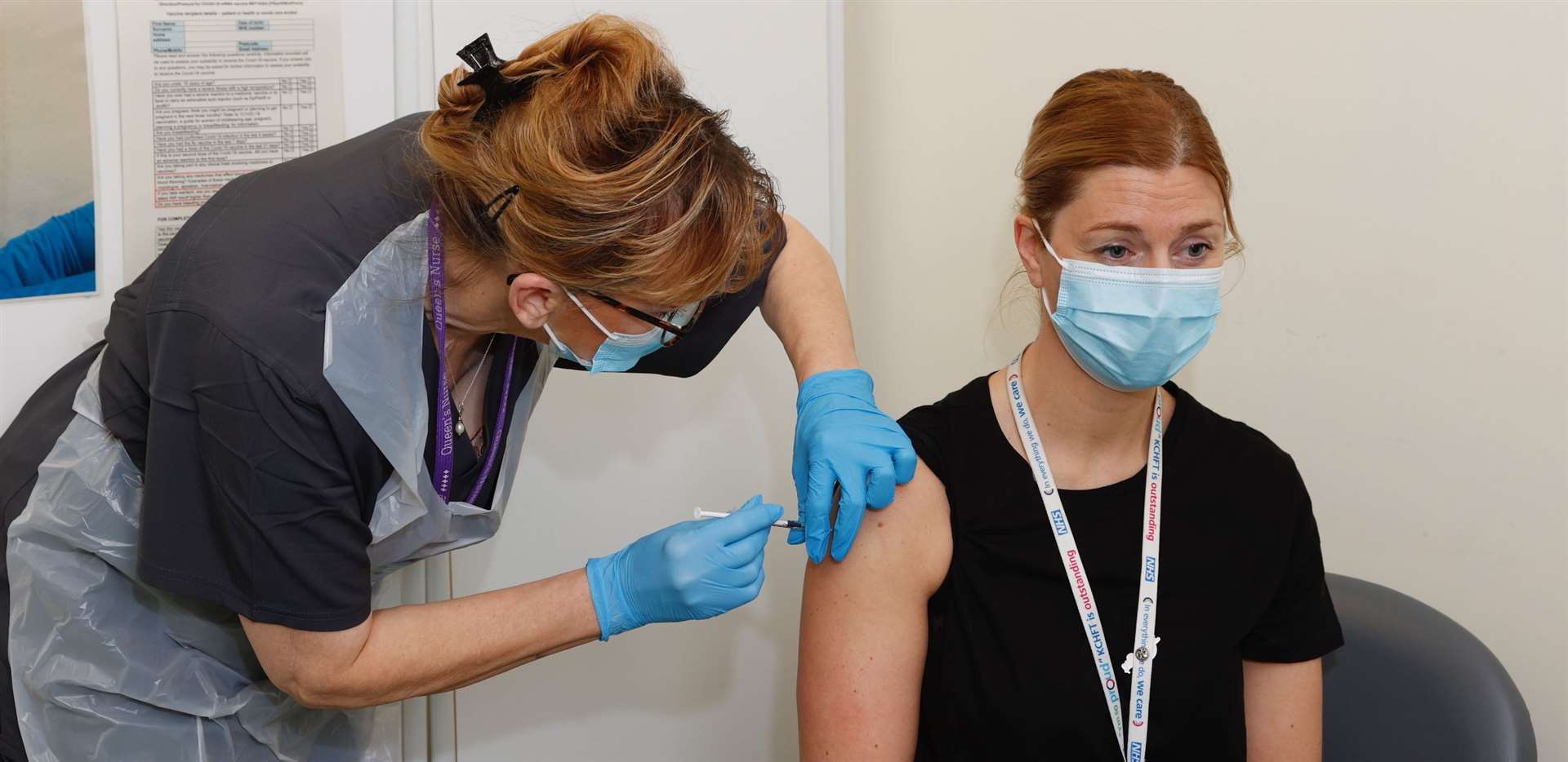 Helen Gremo became the first healthcare worker in Kent to receive the Covid-19 vaccination. Picture: KCHFT