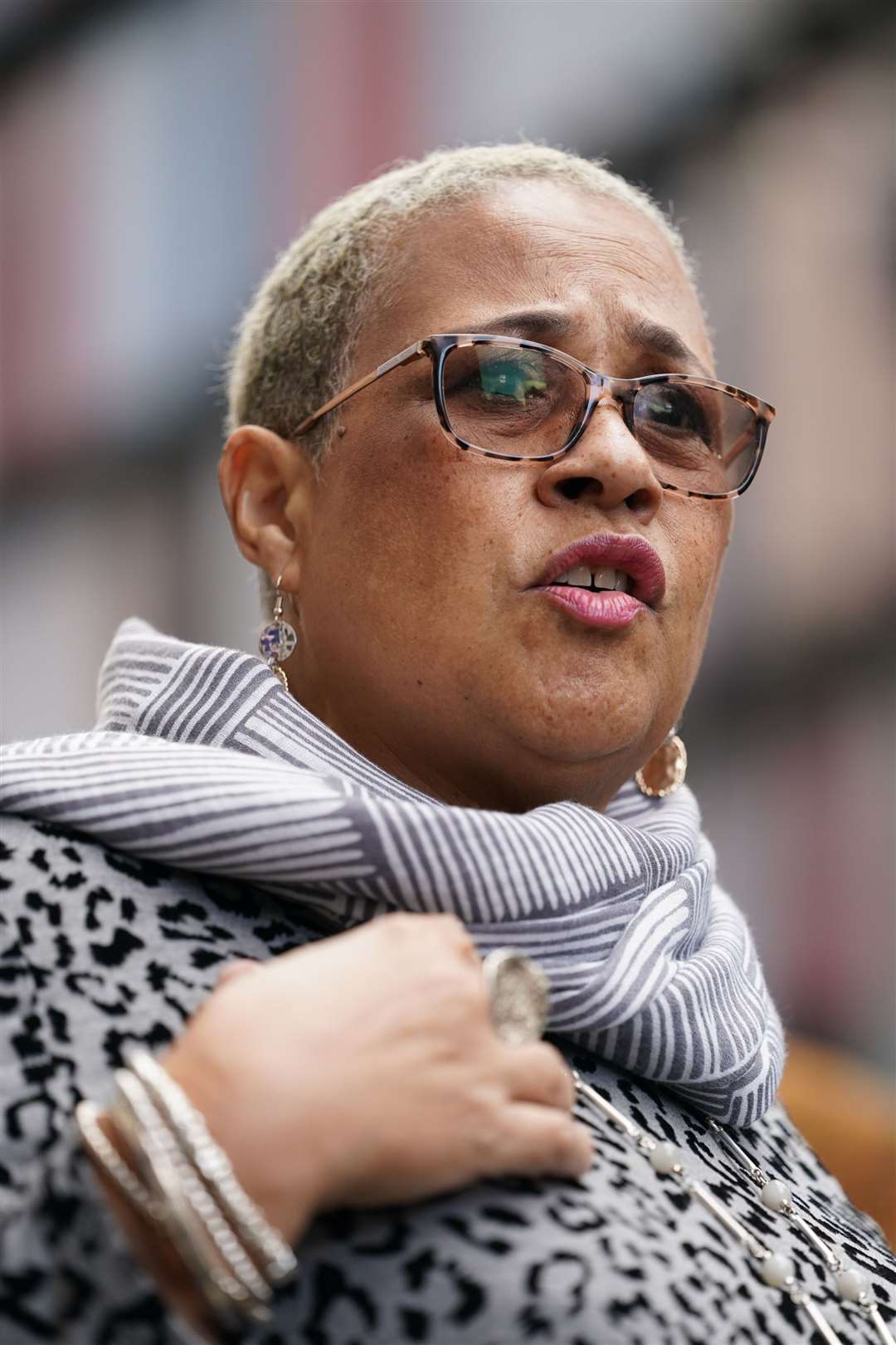 Mina Smallman, the mother of Nicole Smallman and Bibaa Henry, speaks to the media outside the Old Bailey (Joe Giddens/PA)