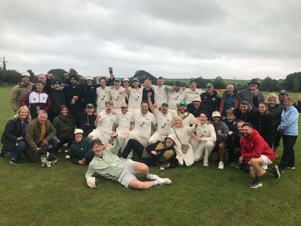 Leeds & Broomfield celebrate after booking their place at the National Village Cup final.