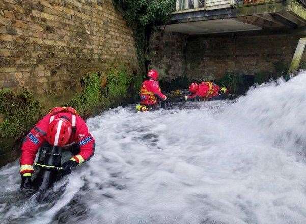 Divers searching a stream near Derek O’Hare’s home after his death