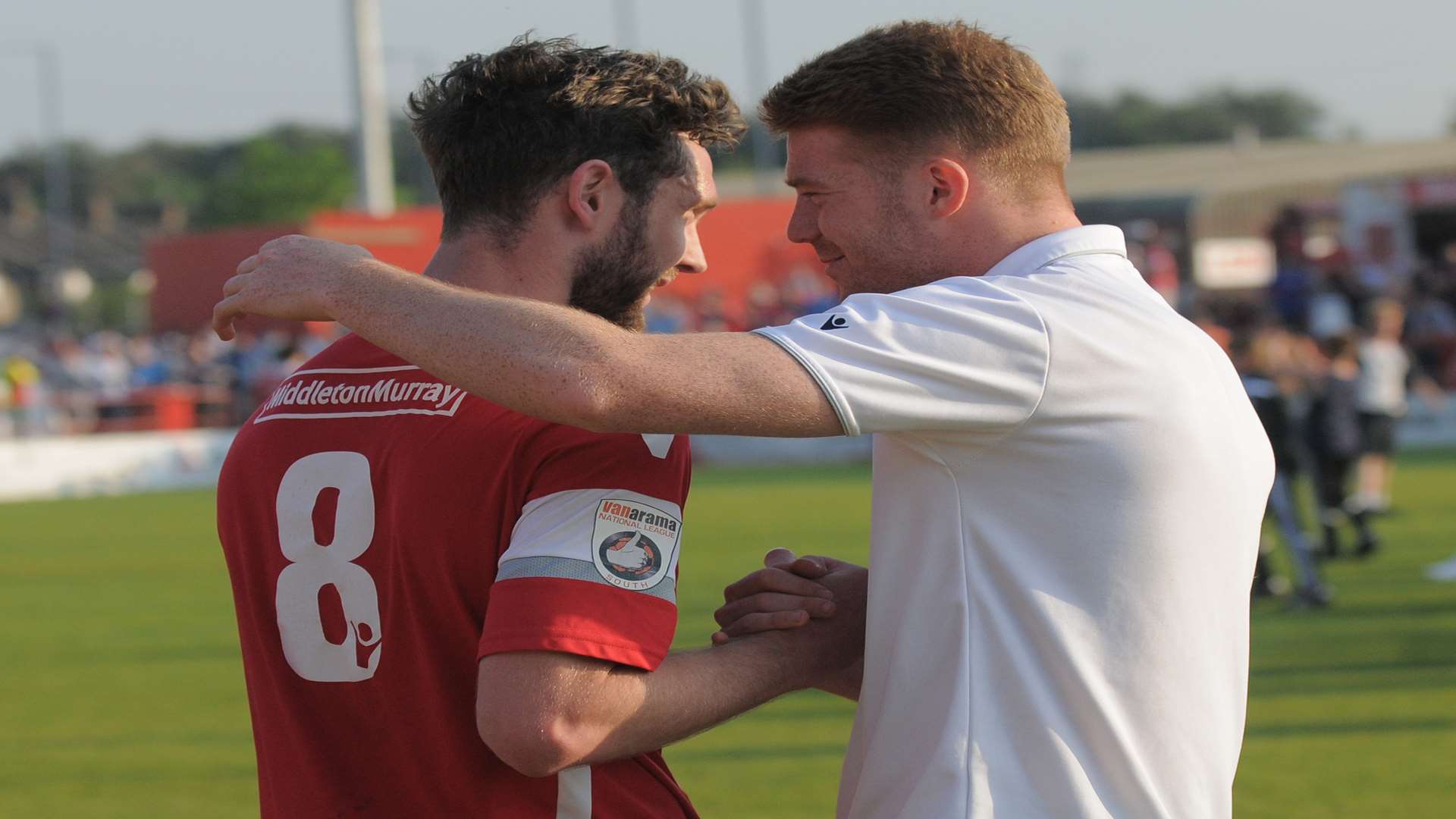 Dean Rance shares a handshake with Alex Osborn after the game Picture: Ruth Cuerden