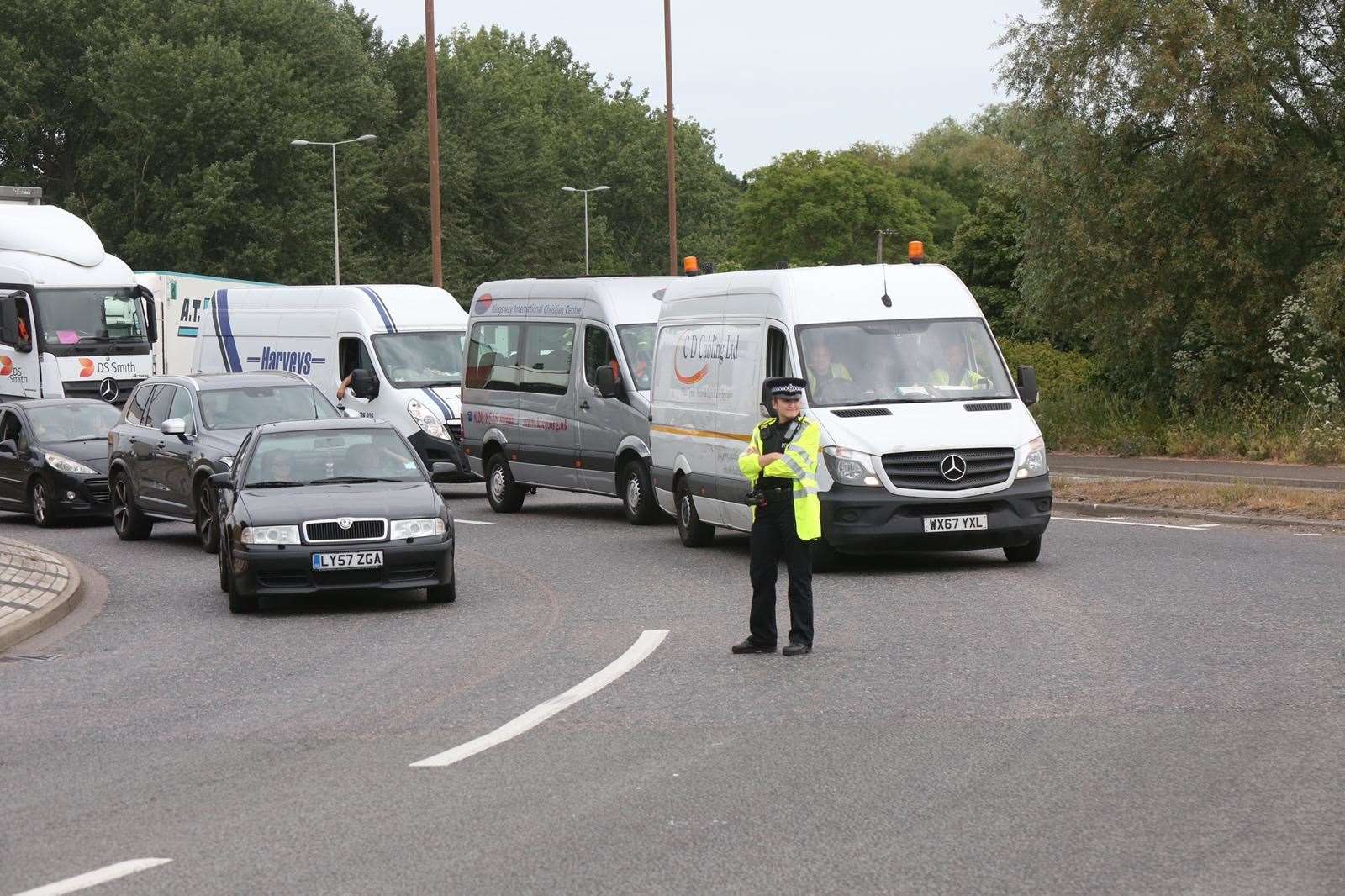 Police at the scene of the incident this morning Photo: UKNIP