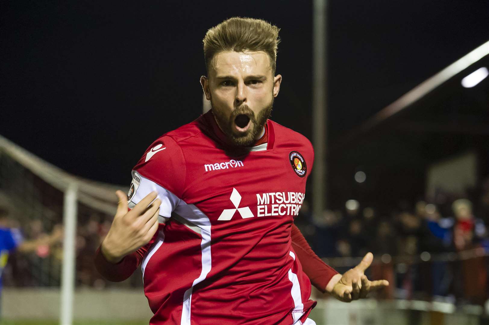 Matt Godden celebrates a goal for Ebbsfleet United. He scored 30 in a season for the Fleet before moving to Stevenage Picture: Andy Payton