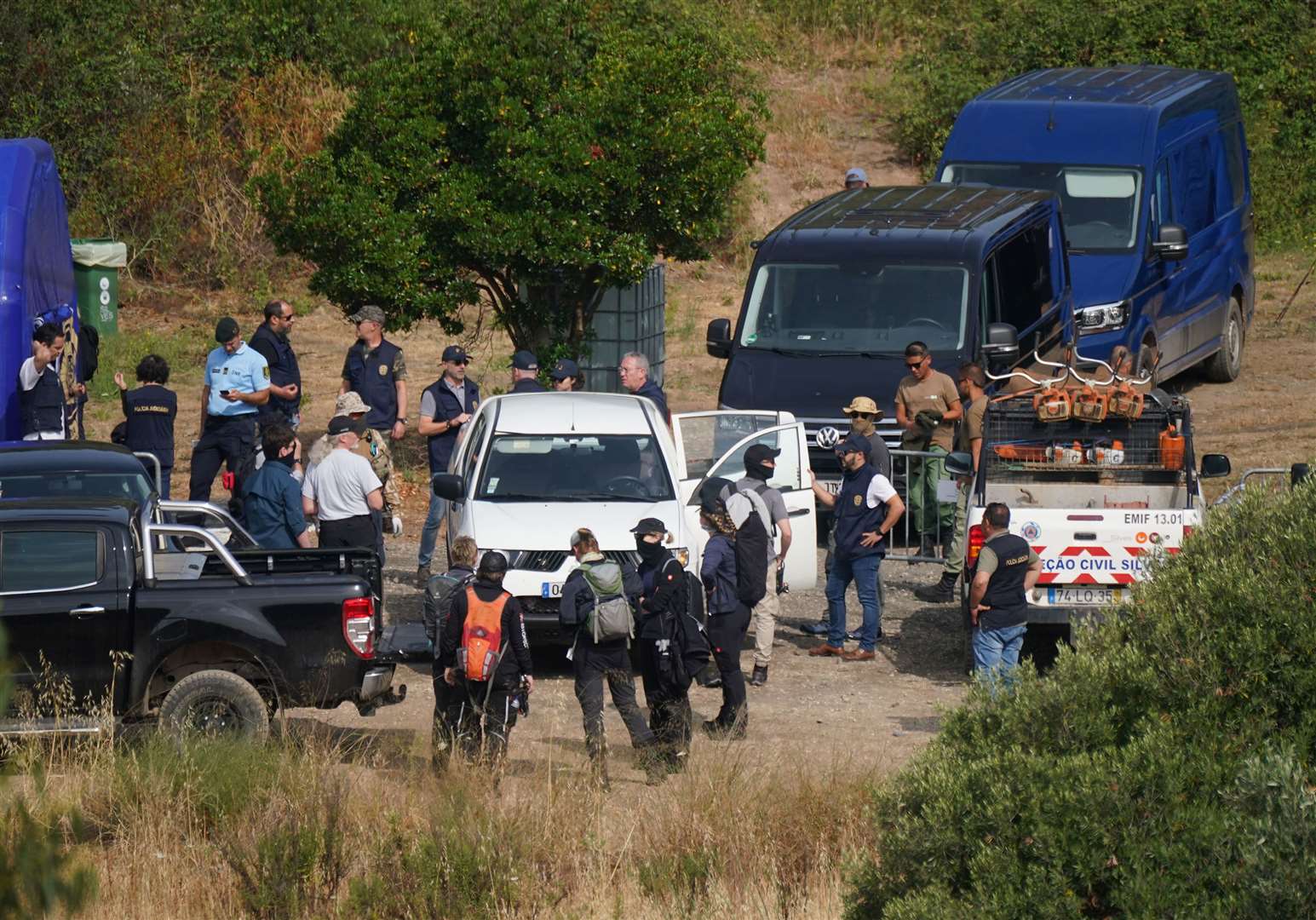 Personnel at the reservoir on Tuesday (Yui Mok/PA)