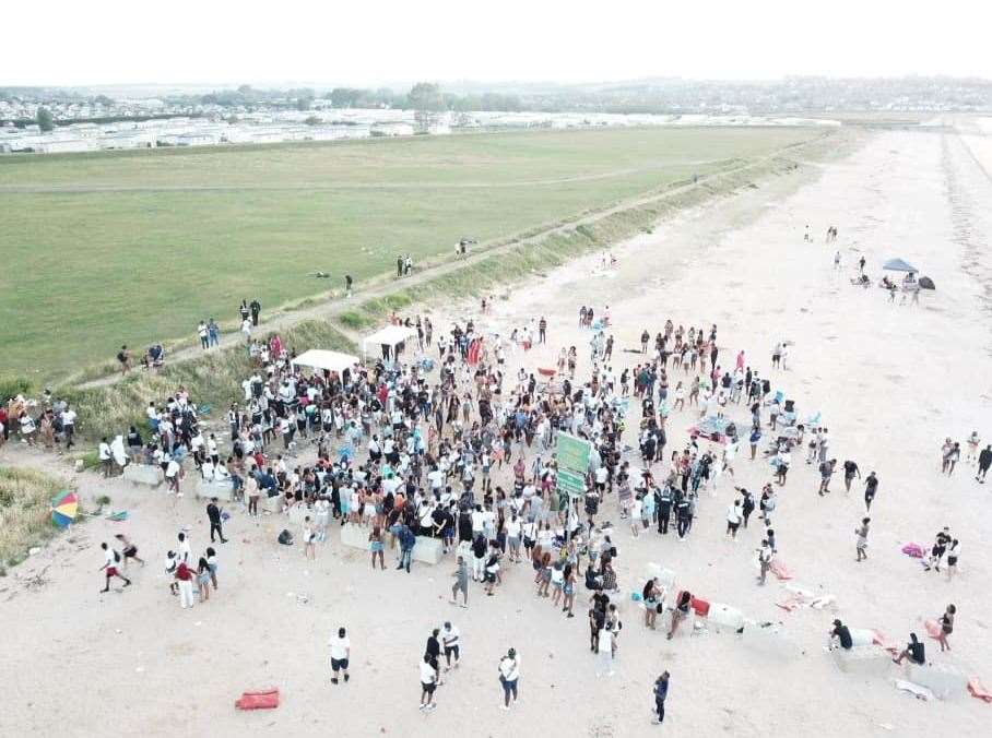 The rave in Leysdown yesterday by drone. Picture: Henry Cooper