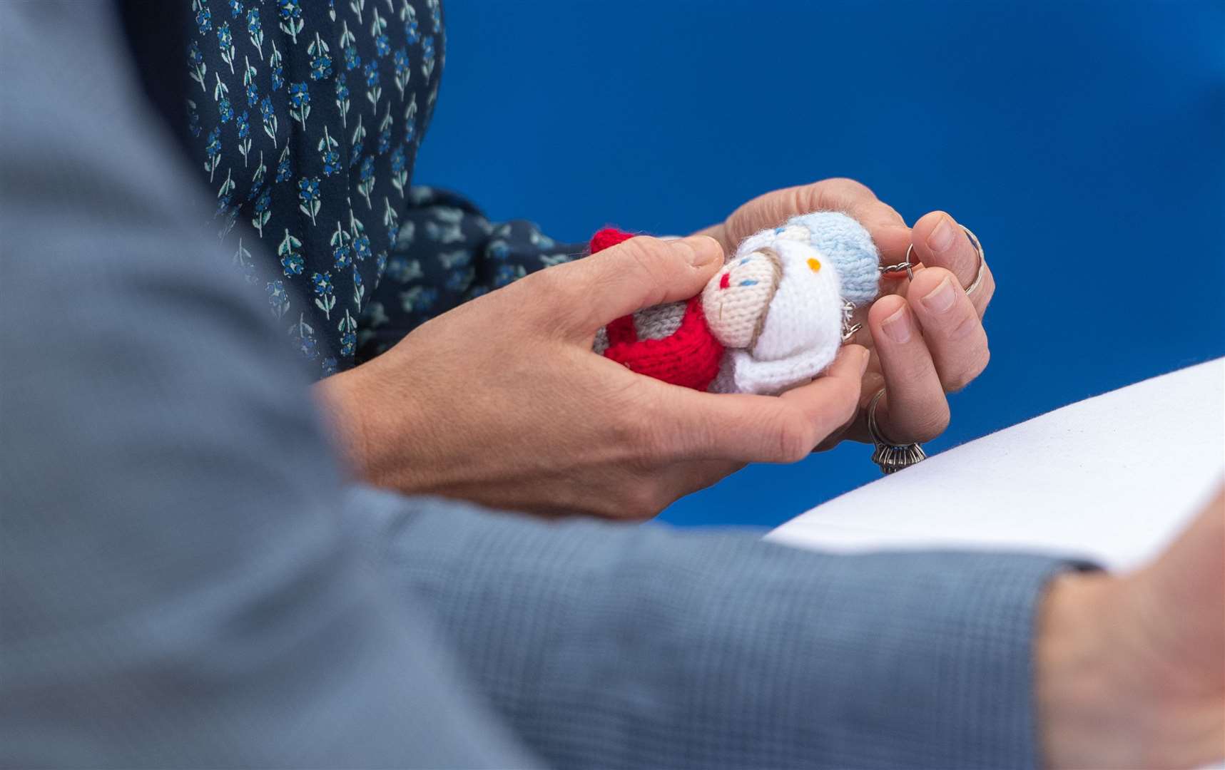 The Duchess of Cambridge holds NHS Knitted Angels (Joe Giddens/PA)