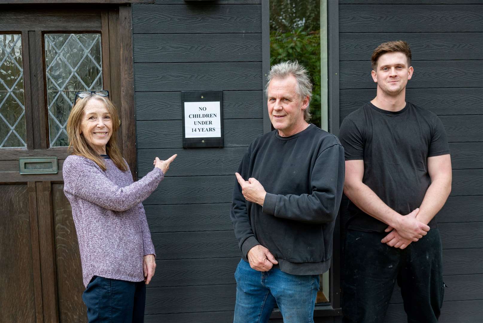 The Wheel Inn landlords Mandy Keefe and John Forge with chef Noah Smith. Picture: SWNS / Tony Kershaw