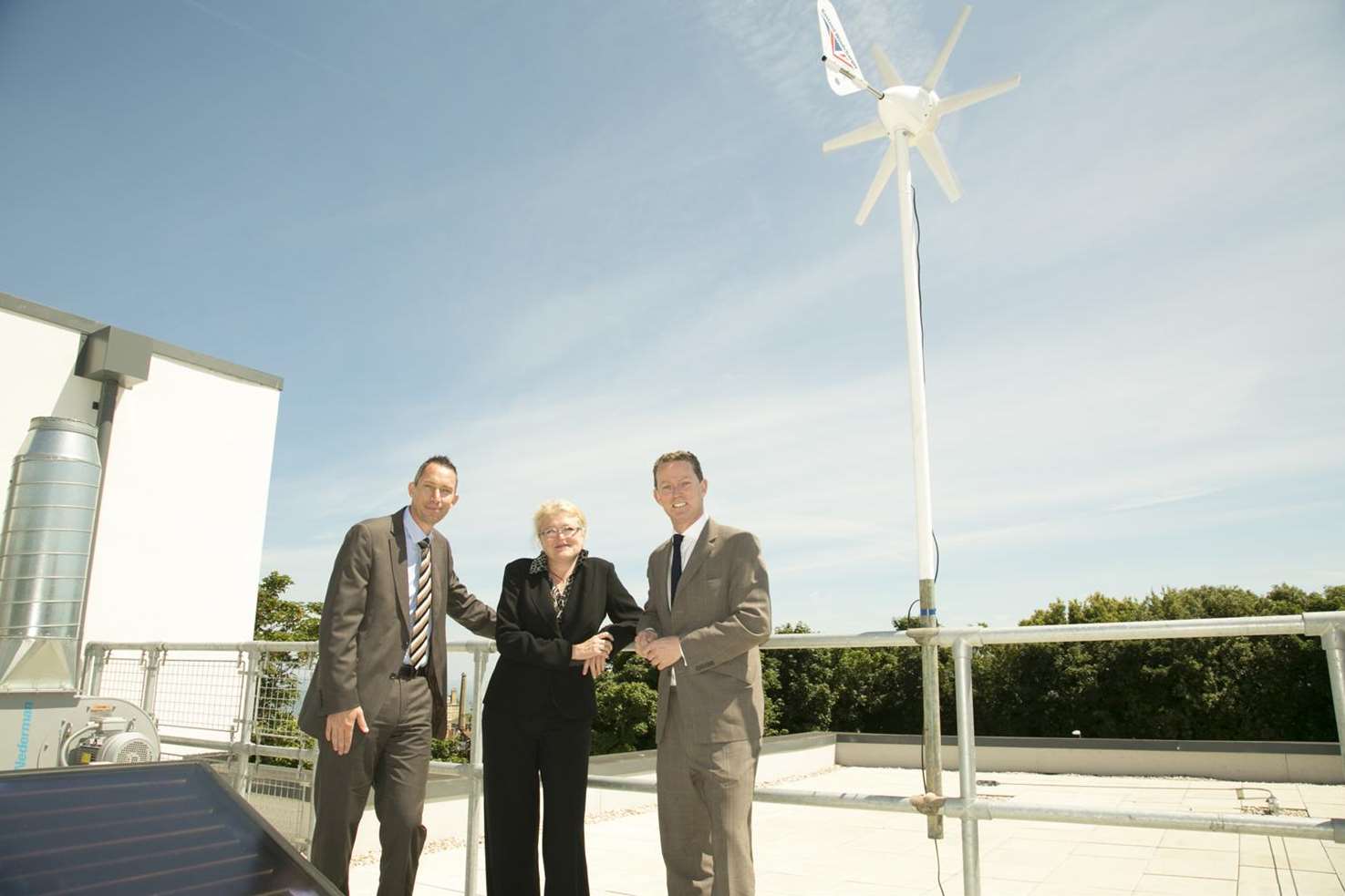 Graham Razey, principal of East Kent College, with South Thanet MP Laura Sandys and Minister Gregory Barker MP.