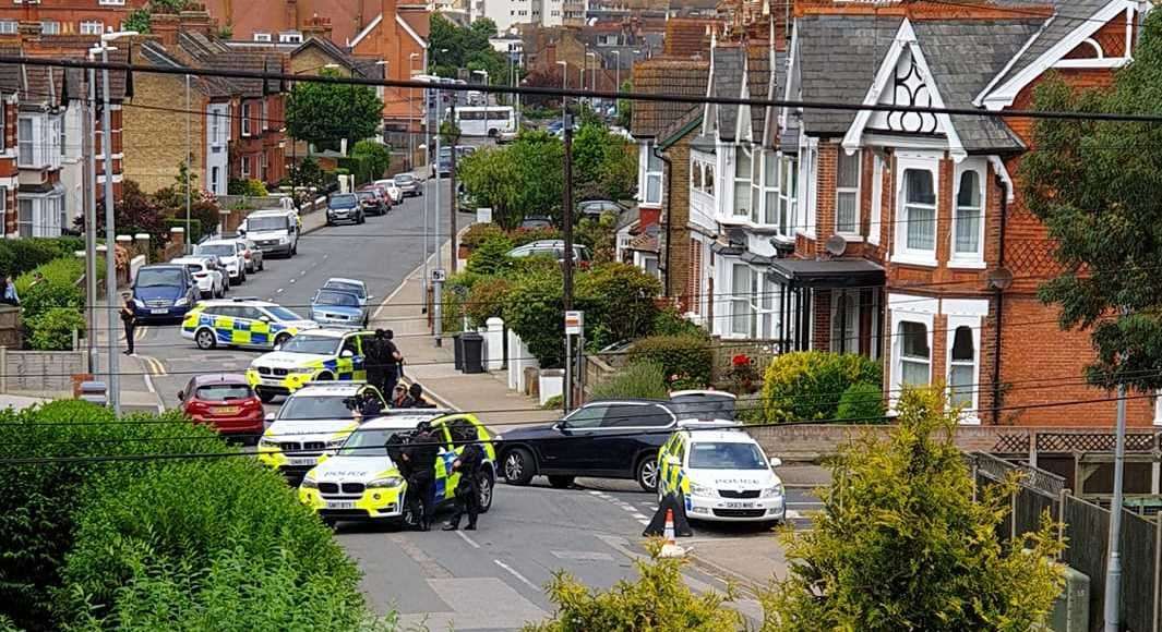 Armed police were photographed on Thursday morning in Mickleburgh Hill, Herne Bay. Picture: Michael Mullarkey (13085656)