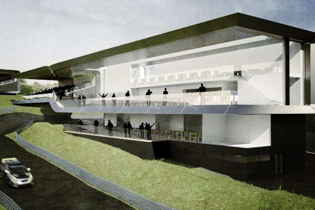The planned new grandstand at Lydden Hill Race Circuit. Picture courtesy of Alexander Sedgley architects