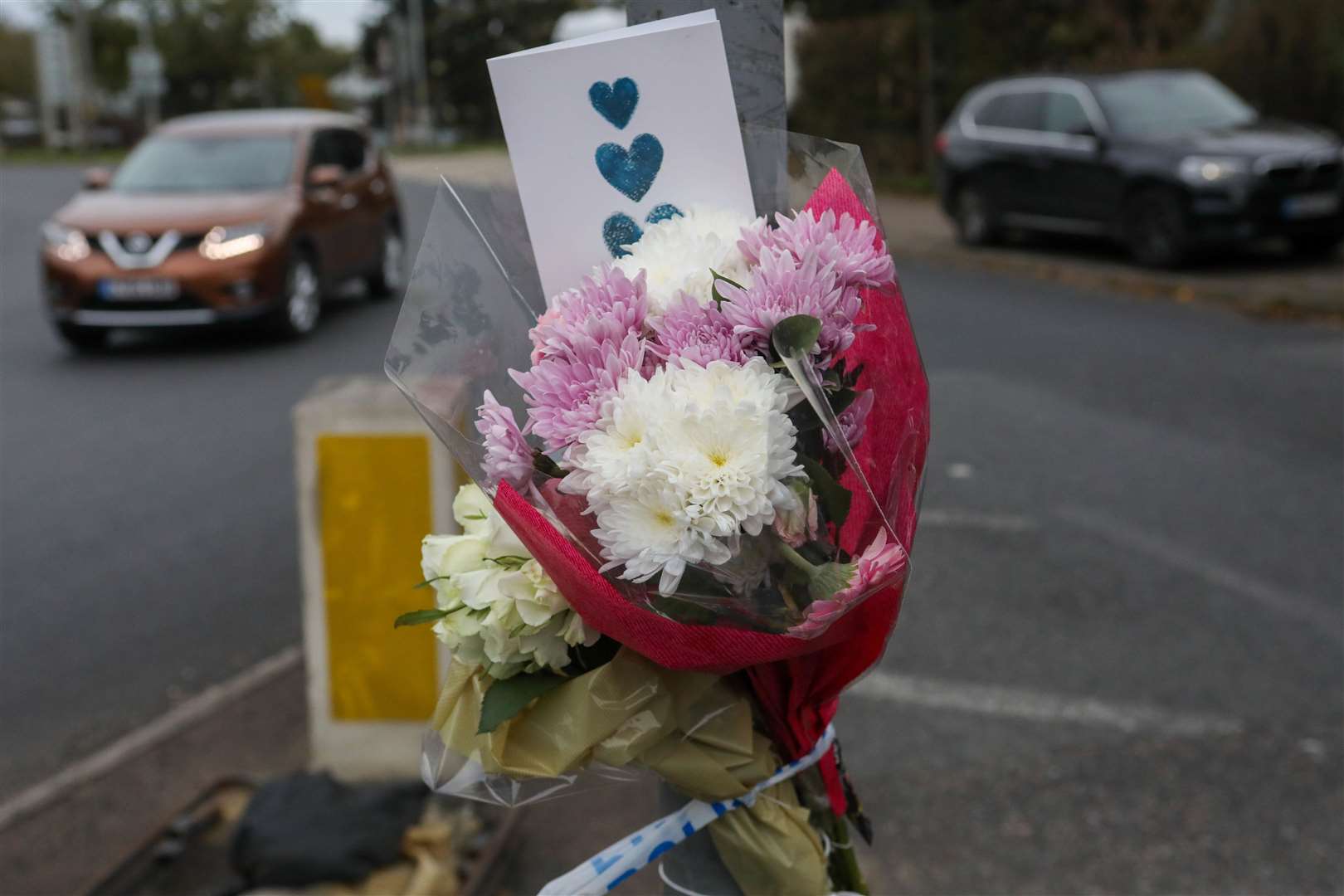 Flowers in memory of Mya at the scene of the tragedy