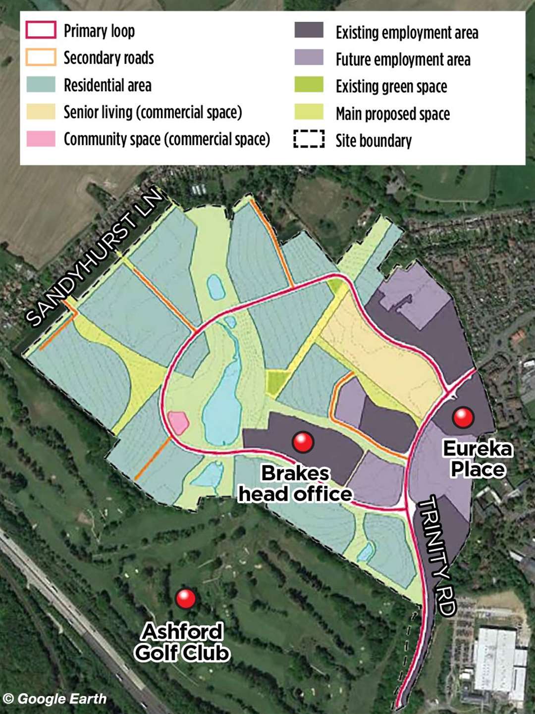 The development could go across 150 acres in Ashford, featuring hundreds of homes and a business park