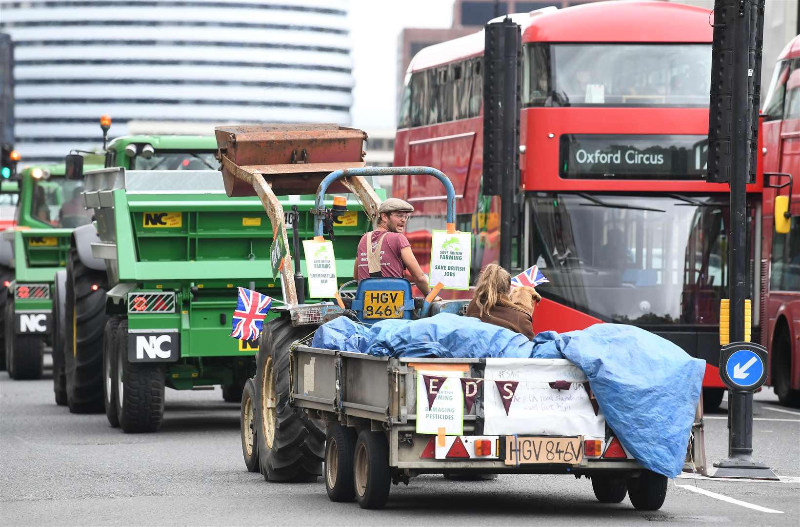 Tractors on the streets around Parliament as part of the protest (Stefan Rousseau/PA)