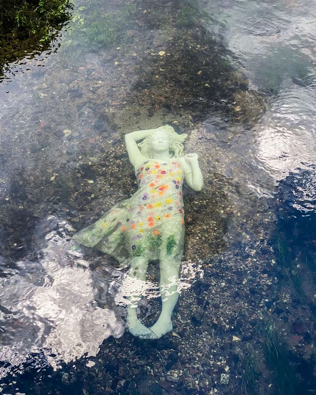 The eerily-beautiful but controversial new Alluvia created by Jason deCaires Taylor in the Stour in Canterbury. Photo; Jason deCaires Taylor