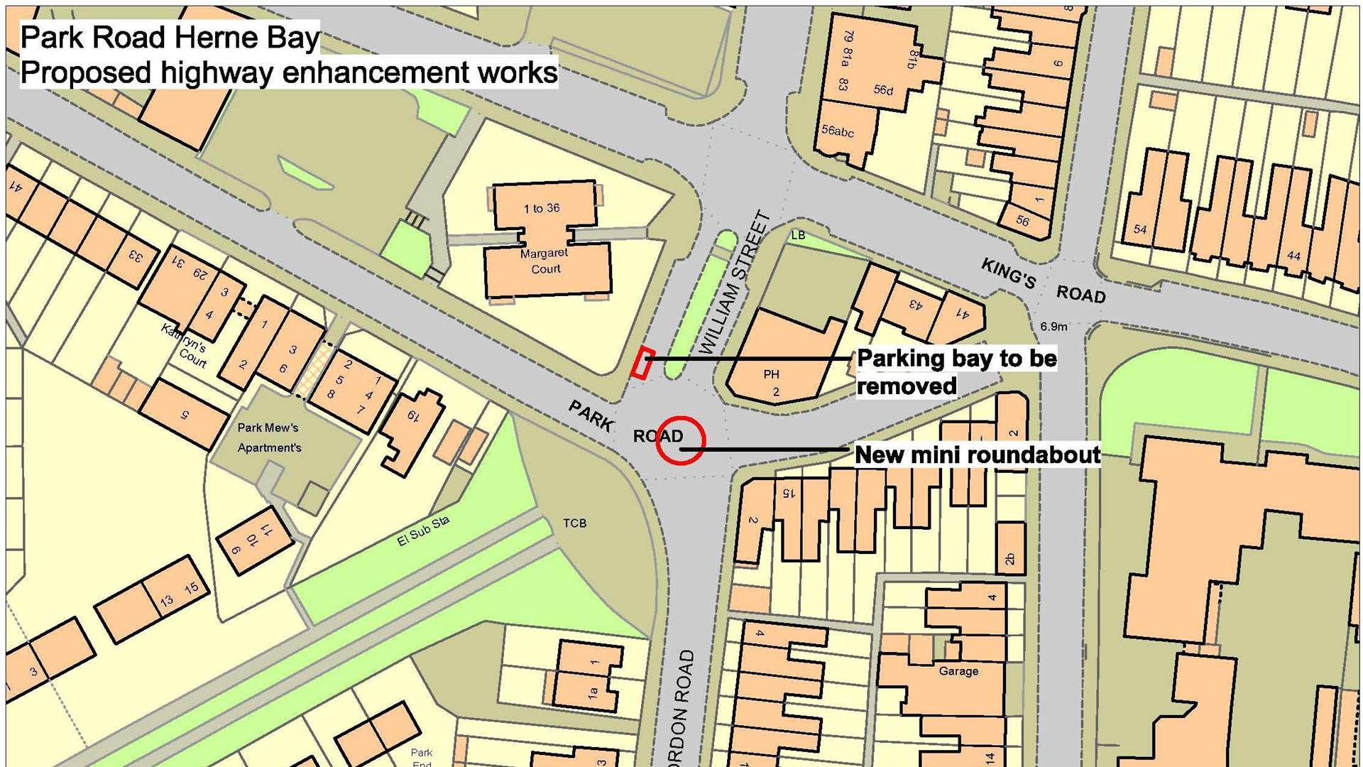 Plans for the new road layout at Gordon Road