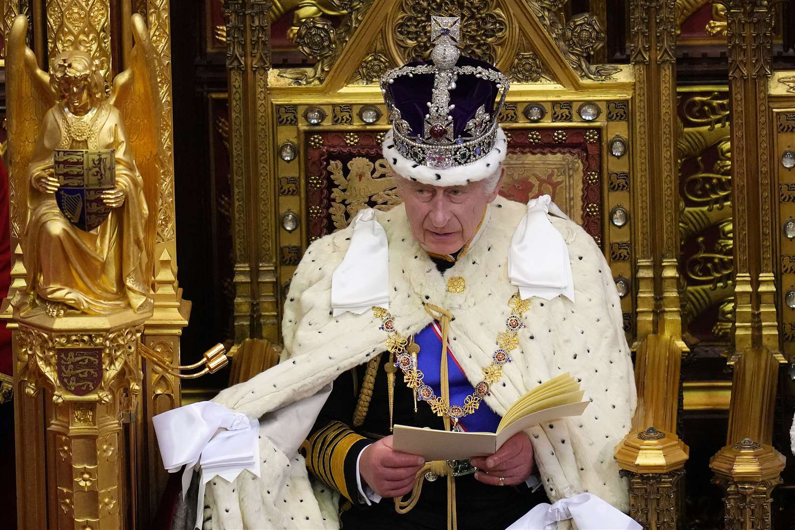 Charles reading his first King’s Speech (Kirsty Wigglesworth/PA)